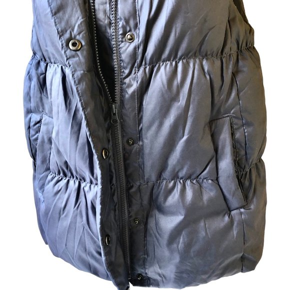 GAP Gray Down Puffer Vest Snap & Zip Pockets Womens M - Picture 6 of 11